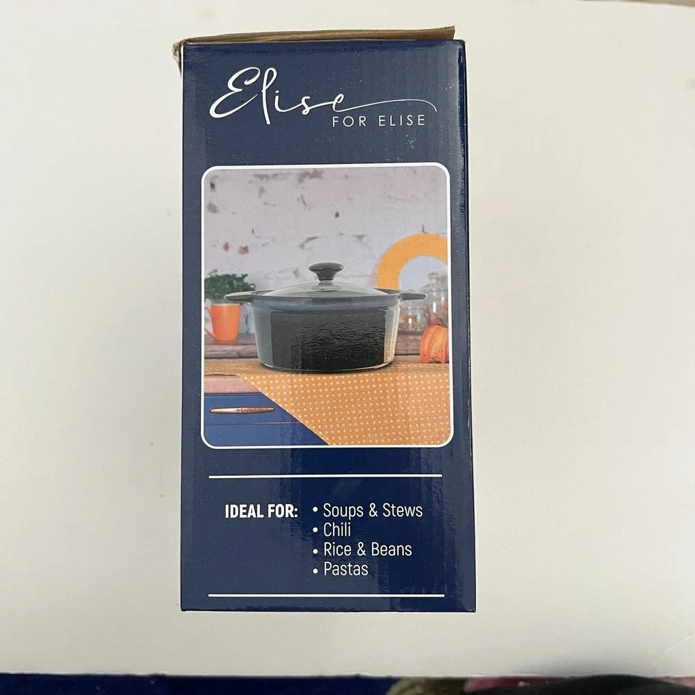 Elise for Elise Stoneware Round Casserole Dish with Glass Lid‎ Blue 11x9x5 New